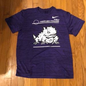Purple TCU Nike workout shirt